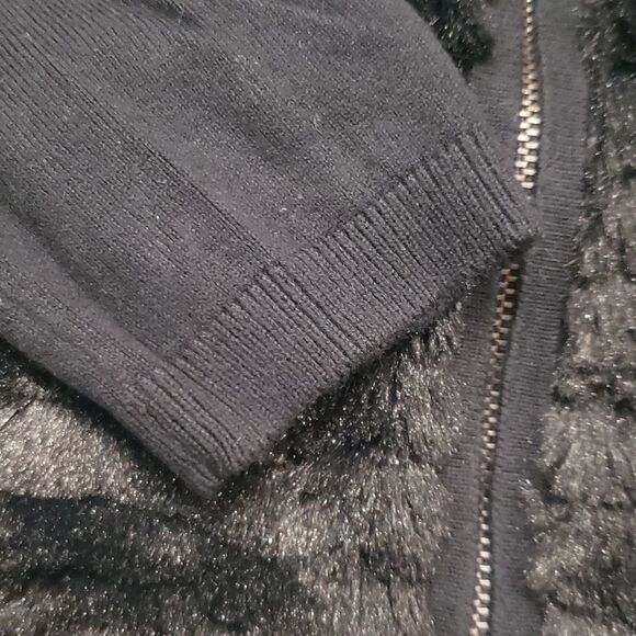 ❤ Picadilly Canada Black Two Tone Zip Up Sweater - Picture 3 of 9